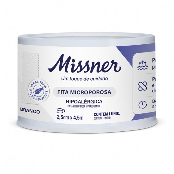 FITA MICROPORE BRANCA 2,5 CM X 4,5 M - MISSNER