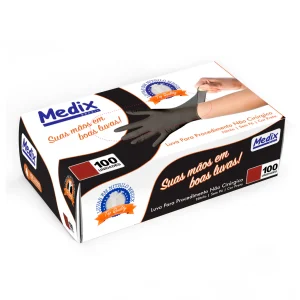 LUVA NITRILICA SEM PO PRETA TAM G 100 UN - MEDIX