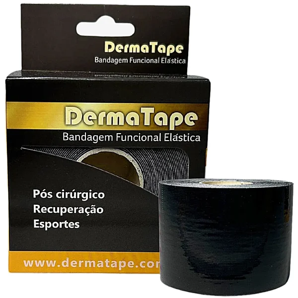 BANDAGEM DERMATAPE FUNCIONAL ELÁSTICA - PRETA 05 CM X 05 M - DERMA
