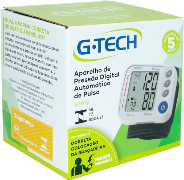 APARELHO DE PRESSAO DIGITAL AUTOMATICO DE PULSO GP400 - G-TECH