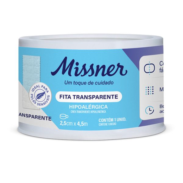 FITA TRANSPARENTE HIPOALERGICA 2,5CM X 4,5M - MISSNER