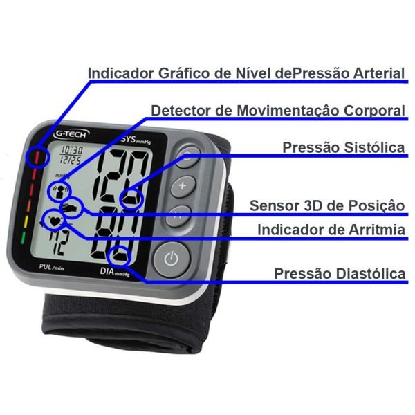 APARELHO DE PRESSAO DIGITAL AUTOMATICO DE PULSO G-TECH 3D - Imagem 3