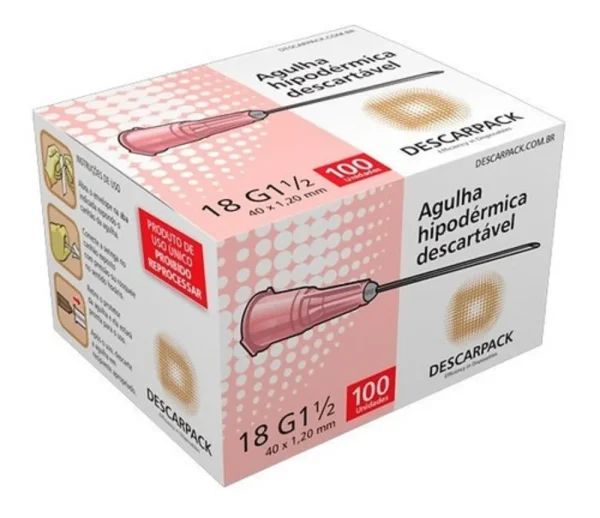 AGULHA HIPODERMICA 40 X 1,20 MM - DESCARPACK C/100